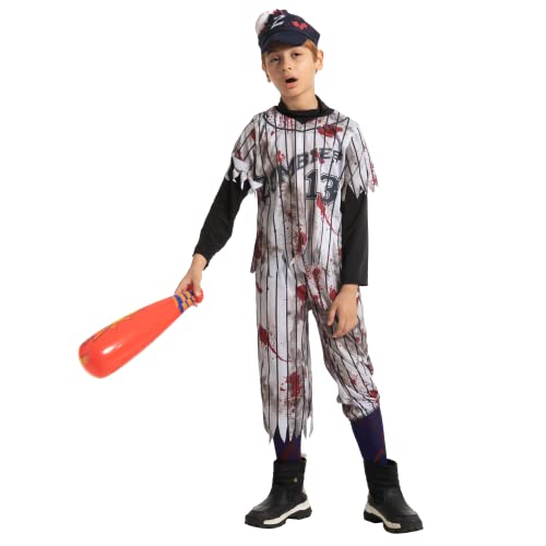 Disfraz completo de jugador de béisbol zombi para niños miniatura 3