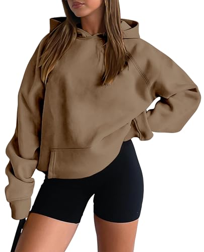 onlypuff Women Pullover Sweatshirt Long Sleeve Hoodies Kangaroo Pocket Fleece Basic Sweater