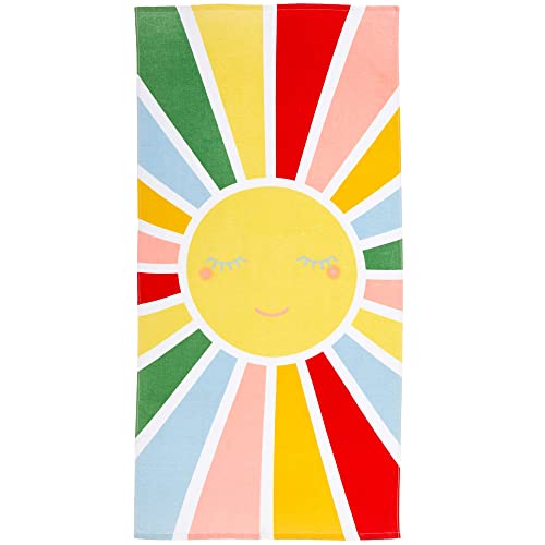 100% Cotton Beach Towel Colorful Sun Pattern For Kids & Toddler. Bath, Pool, Camping, Travel Towel For Boys & Girls. 30” X 60” Quick-Dry & Super Absorbent Beach Blanket #TOP2