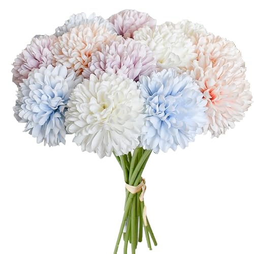 Image of Mandy's 12pcs Artificial Multicolor Ball Chrysanthemum Flowers