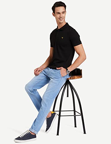 Image of Deniklo Polo Regular Fit Cotton Poly T-Shirt for Men (DK10-M Black)