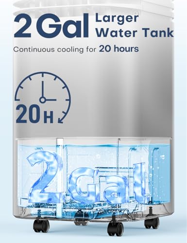 Image of 4-IN-1 Portable Air Conditioners, Evaporative Air Cooler w /4 Modes & 3 Speeds, 15H Timer for Smart Auto-off, 2-Gal Tank for 20H Cooling,17FT Remote,No Hose Needed - Grey