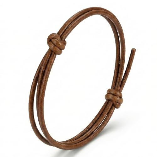 Leporem 2mm Brown Delicate Surfer Bangle Boho Chic Vintage Vibe Summer Beach Wear Coffee Colored Thin Anniversary (Brown 2mm)