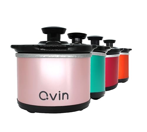 0.65-qt mini Round Slow Cooker, Fondue Melting Pot Warmer with Diswasher-safe Stoneware Crock, Glass Lid, Stainless Steel,Sakura Pink