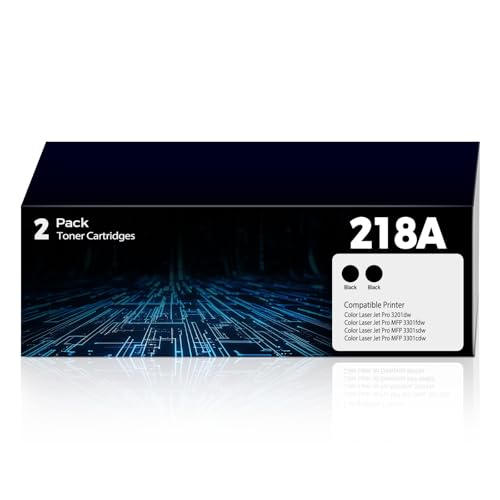 Image of 218A Toner Cartridges 2 Pack Black Laser Jet Pro MFP 3301fdw 3301sdw 3201dw Replacement for HP 218A 218X 218 Toner Cartridge HP218A for Color Laser-Jet Pro 3201dw MFP 3301fdw 3301sdw 3301cdw