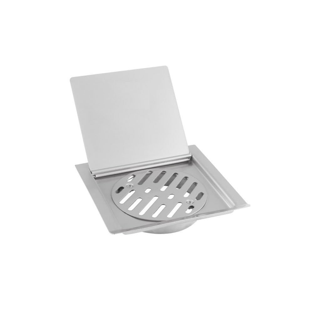 Biella™ Square Shower Stainless Steel Chrome Finish Floor Grating Drain With Open Top Cover For Using Shower Room And Toilet, Fast Drainage, Smooth Surface, Double Anti-blocking, Detachable.