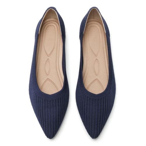 Image of Flats for Women Pointed Toe Knit Foldable Ballet Flat Shoes