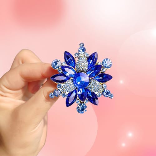 Image of Rhinestone Flower Brooch Pin for Women Red Black Purple Flower Broochs Pin Hat Christmas Brooch Jewelry