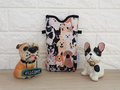 Image of Tainada Cell Phone Pouch w /Crossbody, Neck Lanyard (Doodle Dogs Style 2) | For Men /Women; lightweight neoprene pouch; Compatible with iPhone 17 /16 Pro Max, 16e, 16 /15 Plus; Samsung S26 /S25, A57 /A56
