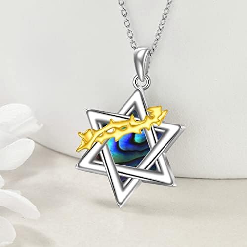 YFN Star of David Necklace Sterling Silver Tuquoise Pendant Jewellery Gifts for Women Men