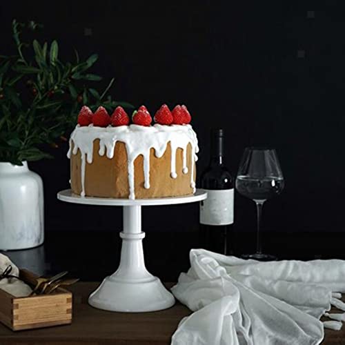Présentoir à gâteau rond blanc M en métal avec base stable
