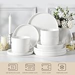 MALACASA 12 Pieces Porcelain Dinnerware Set, Modern White Dish Set for 4, Premium Serving Plates and Bowls Sets, Chip and Scratch Resistant Dishware Sets Kitchen Dishes Dining Ware Set, Series LEAH - Image 4