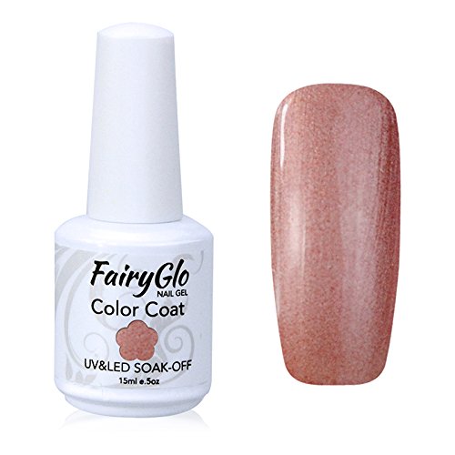 FairyGlo Gelpolish Long-lasting Gel Nail Polish Soak Off UV LED Nail Art Eco-friendly Manicure Lacquer 15ml Pearl Rose Gold 1407