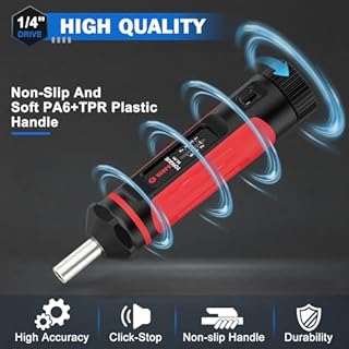 VANPO Cacciavite Dinamometrico, 1-7 NM, 1/4" Cacciavite Dinamometrico Regolabile con 40 S2 Bits, 41 Pezzi Kit Chiavi Dinamometriche per Riparazione di Bici, Riparazioni Domestiche