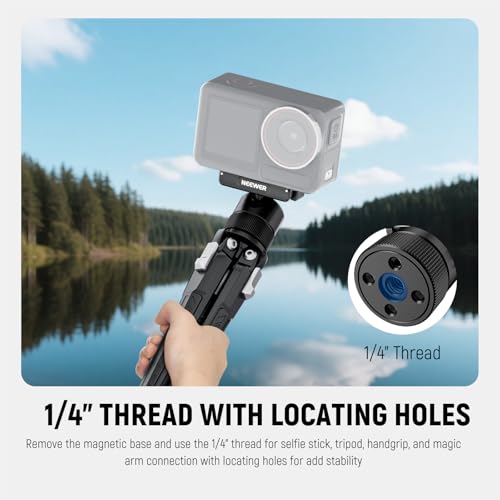 Image of NEEWER Magnetic Camera Mount Compatible with DJI Osmo 360 / Action 5 Pro / 4 /3, 360 Quick Release Ball Head Adapter Mount with 1 /4 inch Thread for POV Shots, Camera Cage, Selfie Stick, Tripod, AC013