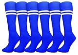 Winterlace Kids Soccer Socks, 6 Pairs for Boys Girls, Youth Knee High Athletic Sports Football Gym School Team Pack Children (as1, alpha, s, regular, Royal Blue)