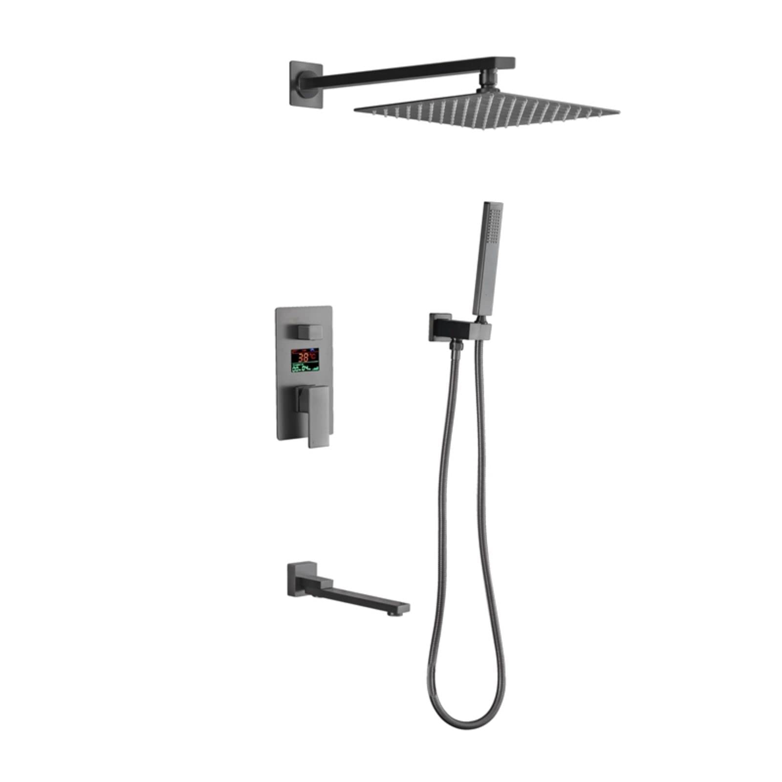 Robinet de douche combiné avec grand pommeau pluie et douchette à main ergonomique