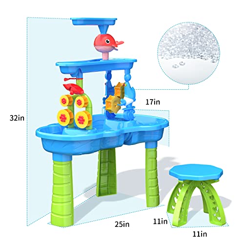 Kids Sand Water Table For Toddlers, 3-Tier Water Table, Kids Water Play Table, Kids Beach Toys Sensory Table Outdoor Toys For Toddler Boys Girls Age 3-5 #TOP5
