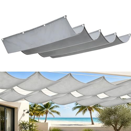 Toldo vela ondulada retráctil impermeable cortaviento y rectangular para pérgolas 2