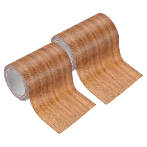Image of PATIKIL Wood Grain Tape 3.1 inch x 15 Ft, 2 Pcs Self-Adhesive Wood Texture Repair Tape Realistic Wood Effect Contact Paper Patch for Furniture Cabinets Floor Walls Home, Orange Oak