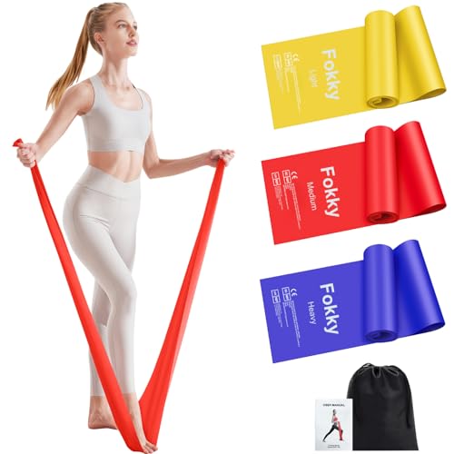 1.5M Bandes de Résistance, Fokky Elastique Musculationen Latex Naturel avec 3 Niveaux, Longues Bande Elastique Musculation pour Musculation, Yoga, Gym, Pilates