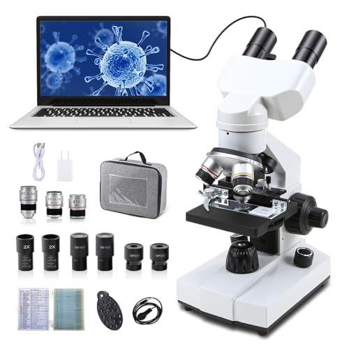Image of Compound Binocular Microscopes 40X-2000X with 2.0 mp Camera, with Microscope Prepared Slides 30p,for Kids Students Adults,Microscope Accessories, Phone Adapter CX1013