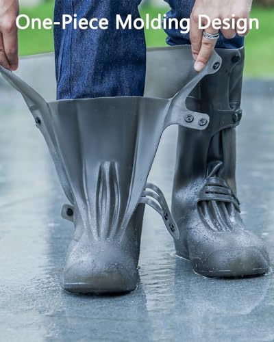 Image of 13 inch Tall Silicone Shoe Cover Waterproof, Double-Breasted Waterproof Layer Shoes Cover for Rainy Season, Anti Slip and Wear-Resistant, Reusable Non-Slip Shoe Rain Cover