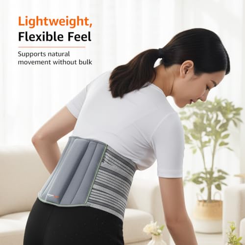 Image of Amazon Basics Lumbar Sacral Belt | Adjustable Back Support for Lower Back Pain & Muscle Spasms | Breathable Compression for Lifting, Sitting & Daily Use | Men & Women | Medium
