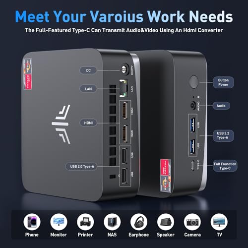 NiPoGi AM16 Mini PC AMD Ryzen 5 PRO 5675U(Βeats 5500U/5560U/5600U,6C/12T,Max 4.3GHz),Mini Computer 16GB Dual Channel RAM+512GB M.2 NVME SSD,WiFi6/BT5.2/Triple Display 4K@60Hz/HDMI+Type-C,Office/Home - Image 8