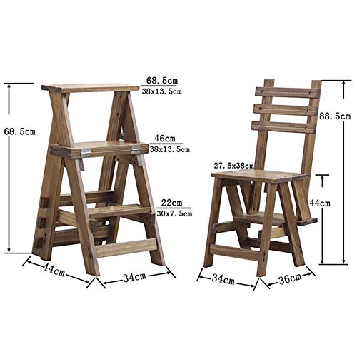 Taburete de escalada DASHADAO de madera maciza con 4 escalones plegables 3