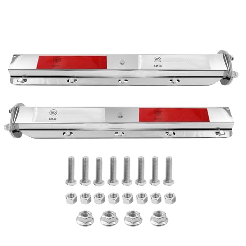 Image of Straight Spring Loaded Mud Flap Hanger Bracket Set 2-1 /2 inch Bolt Spacing 29.5 inch Length Fit With Aluminum Reflective Tapes For Semi Trucks, 2 Pcs