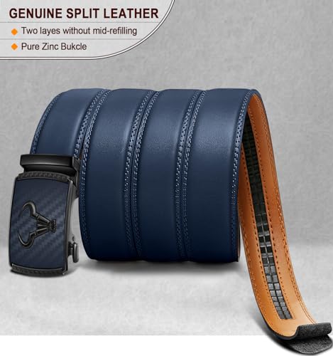 Image of BULLIANT Ratchet Trimmable Leather Belt for Men Adjustable 1 3 /8-Gift Boxed | Smooth Sliding | Micro Adjustable Fit | Tailored Size | Holeless Understated Elegance