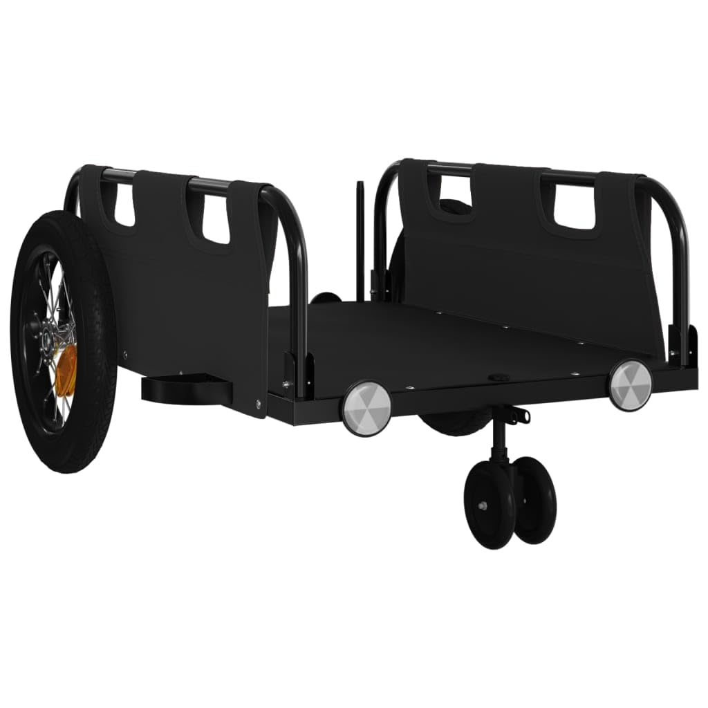 Willood Fahrradanhänger Lastenanhänger Fahrrad Transportanhänger Anhänger Schwarz Oxford-Gewebe und Eisen 123 x 52.5 x 33 cm