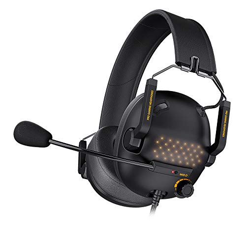 AYU G500 USB Gaming Headset with 7.1 Surround Sound, Wired Headset with LED Light, Noise Canceling mic, Over-Ear Gaming Headphone Compatible for PC Mac Laptop