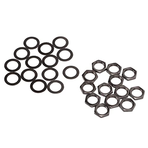Jeffergarden ギターベース用ナットワッシャーキット、M9雌ネジ、金属製、14個セット、0.75mmピッチ、エレキギター・ベース修理用、ジャックソケット接続パーツ (ガンメタルグレー)