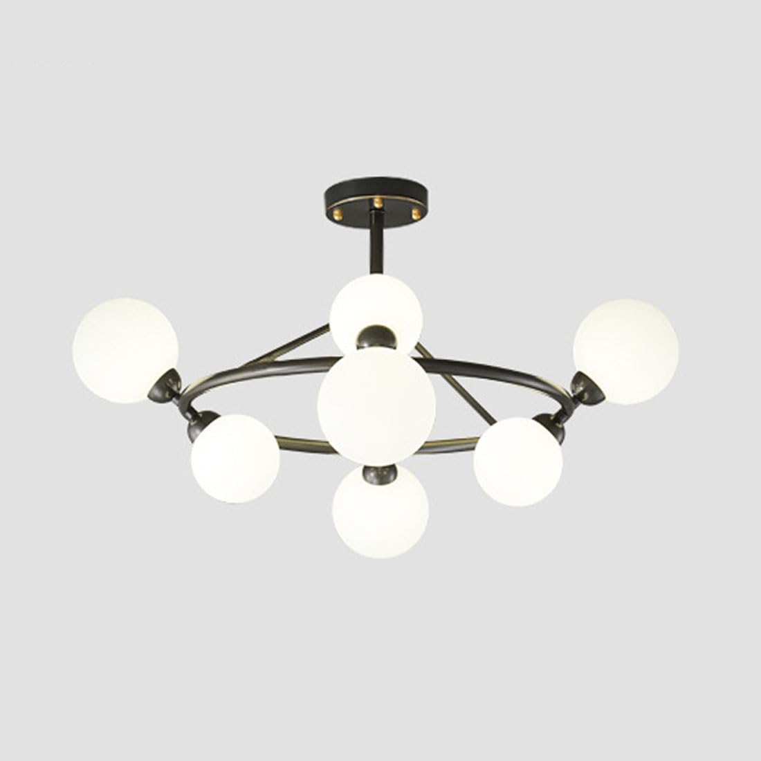 HXYSXHJUO G9 Scandinavian simple circle chandelier, modern light luxury magic bean for living room bedroom lamps and lanterns,Black,8 heads