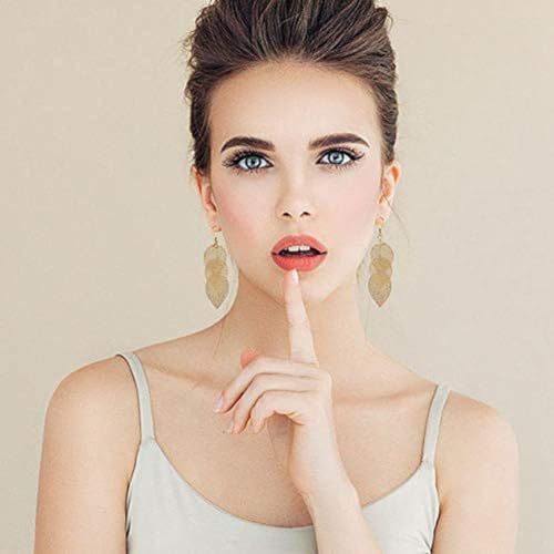 18k Gold Plated Dangle Earrings Set Metal Geometric Bar Earrings Long Leaves Tassel Threader Earrings Set For Women (4PC)3