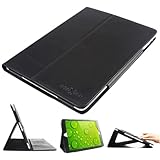 iPad Pro 9.7 Case, BoriYuan Vintage Genuine Leather Slim Folio Flip Stand Smart Cover for Apple iPad Pro 9.7 Inch with Magnetic Sleep / Wake Function, Black