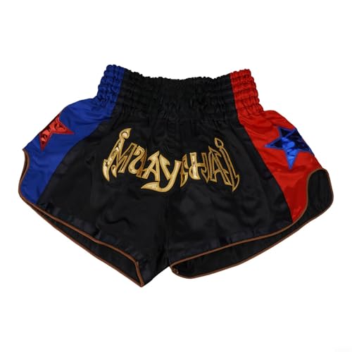 QuivyLivy Anotherboxer Pantalones cortos de poliéster para artes marciales, transpirables, para Muay Thai, Kickboxing, para entrenamiento de boxeo, unisex, cintura elástica, artes marciales mixtas (S