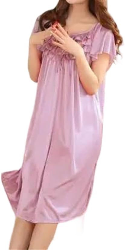 Womens Silk Nightgown Sleeveless Lightweight Summer Sleep Dress Soft Lounge Wear