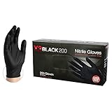 X3 Industrial Black Nitrile Gloves, Box of 200, 3 Mil, Size X-Large, Latex Free, Powder Free,...