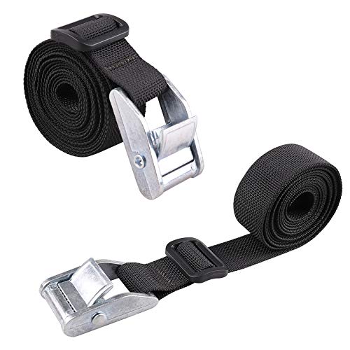 Magarrow Sturdy Lashing Straps Tie Down Strap With Heavy Duty Cam Lock Buckle, Pack Of 8 (6.5 Feet, White Buckle/Black Strap) #TOP4