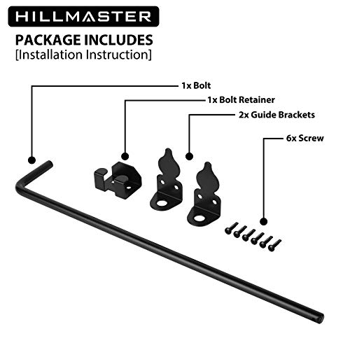 Image of HILLMASTER 18 inch Heavy Duty Cane Bolt Gate Drop Rod for Wood Fence, Steel Drop Bolts Cane Bolt Hardware for Wooden Gater and Holding Doors, Black Finish