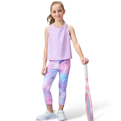 Gogokids Girls' Activewear Workout Set Piece Athletic Sets