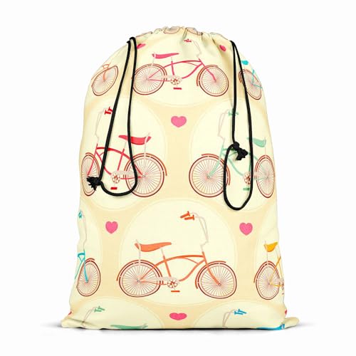 Image of ArtzFolio Bicycles & Pink Hearts | Reusable Sack Bag | Bag for Gym, Storage, Vegetable & Travel