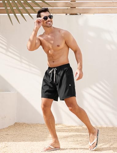 SILKWORLD Mens Swim Trunks 6" Quick Dry Bathing Suit Beach Swimming Shorts with Compression Liner and Zipper Pockets3