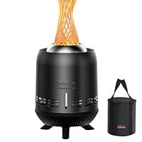 Onlyfire Rauchfreie Pellet Feuerschale, Raucharmer Feuerschalen für den Garten, Tischkamin mit Tragetasche für Balkon & Camping, Edelstahl Tischfeuer für Pellets und Holz, 15x24cm, Schwarz