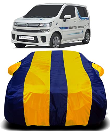 Image of Waterproof Car Cover with Ultra Surface Body Protection (Yellow Stripes) (Maruti Suzuki WagonR Electric Vehicle)