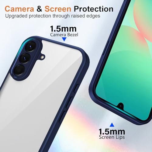 Image of Kapa Hawkeye Clear Slim Tough Back Cover for Samsung Galaxy M36 / F36 5G | Camera Lens Protector Anti Yellow Shockproof Clear Hybrid Case Cover (Blue Sides)