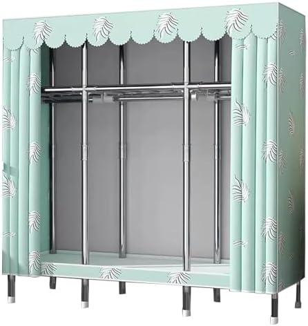 Portable Closets Wardrobe Portable Canvas Wardrobe, Large Clothes Closet Storage Organizer with Hanging Rail, Shelves, Fabric Cover(C,145x45x170cm)